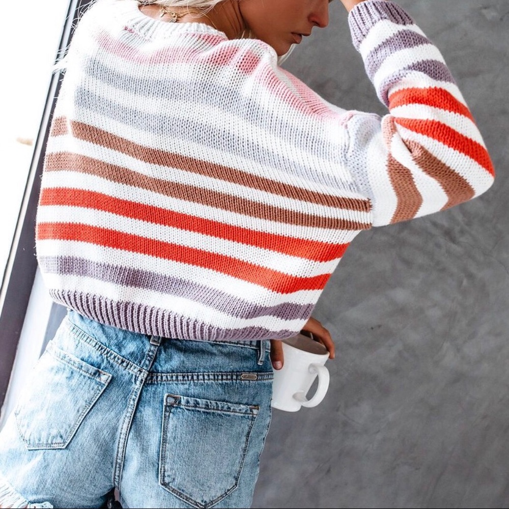 Playful Striped Cotton Sweater - Picture 5 of 8